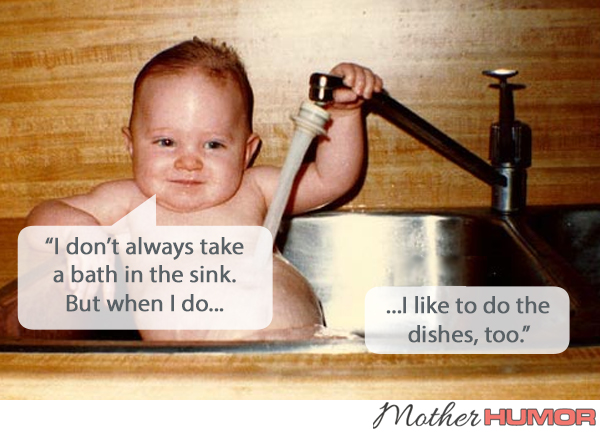 funny baby in public bathroom sink meme